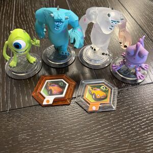 Disney Infinity Monsters Inc. Lot Figures & Discs Mike Sully Randall
